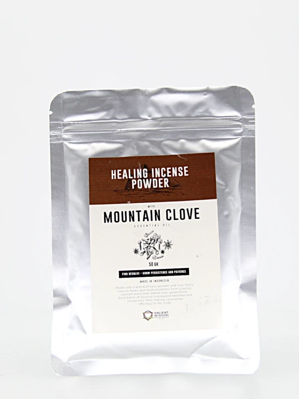 O pó de incenso curativo é proveniente da Indonesia.