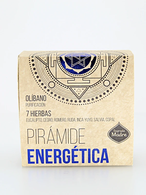 A Pirâmide Energética Olíbano & 7 Ervas é um incenso artesanal