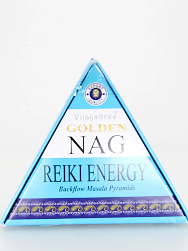 O incenso Golden Reiki Energy em pirâmides backflow é elaborado com ingredientes naturais