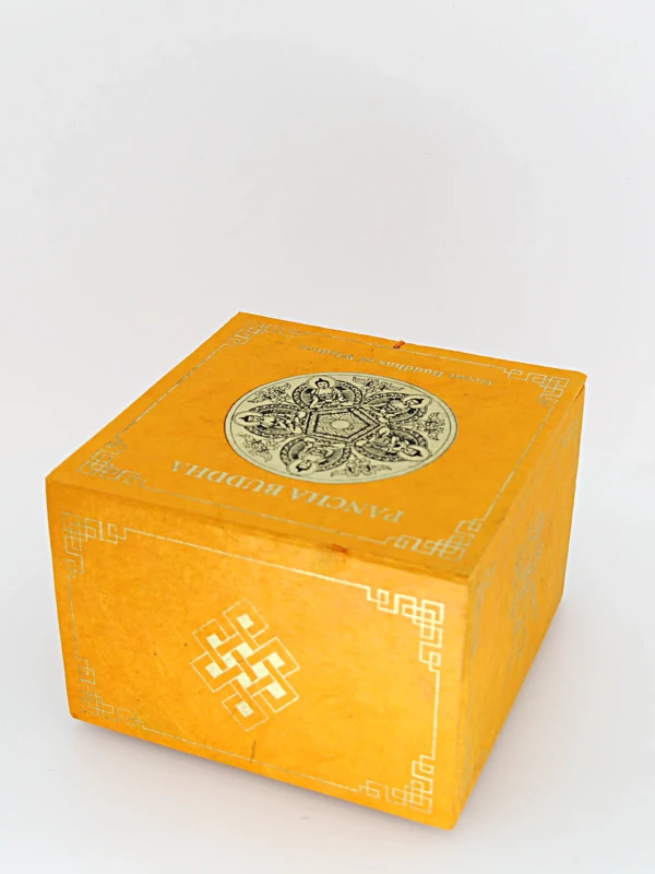 Taça tibetana em metal com gravações dos 5 Budas