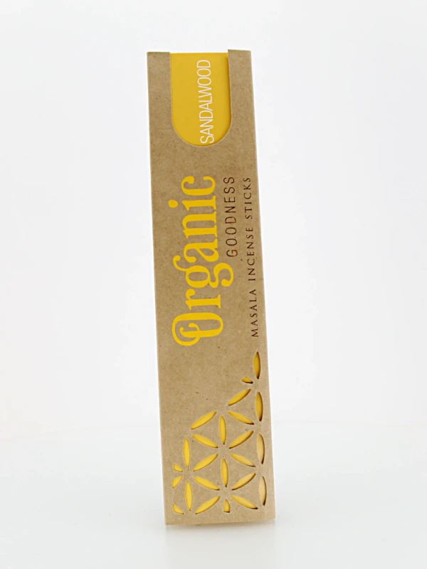 O incenso Orgânico Sândalo é produzido na Índia com ingredientes naturais e sustentáveis