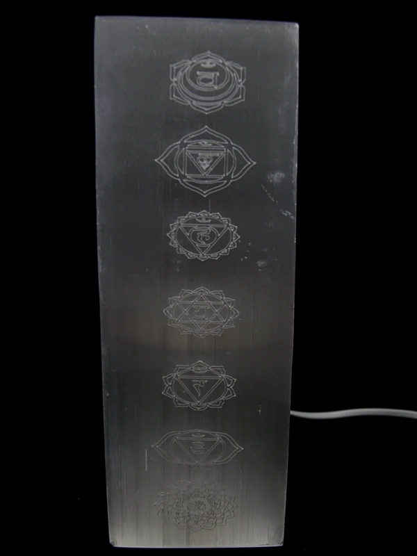 Candeeiro de selenita em forma retangular