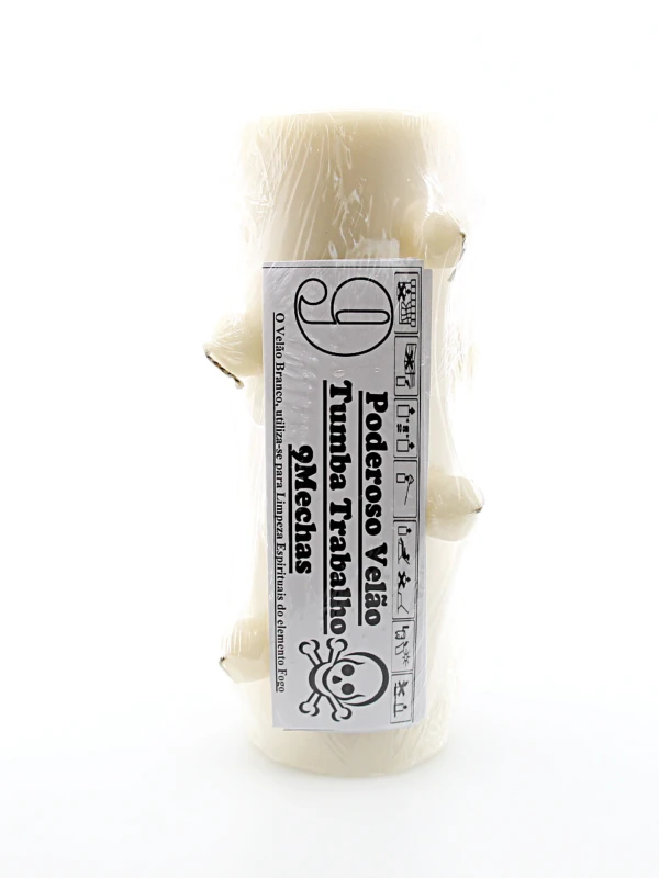 Velão artesanal de 9 mechas brancas