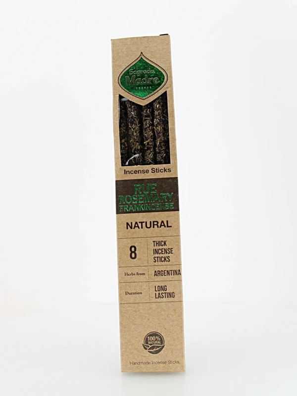 Incenso Natural de Arruda e Alecrim Mediterrâneo é elaborado com ingredientes naturais